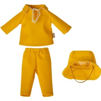 Pláštenka a nohavice pre medvedíka Maileg Teddy Dad Yellow
