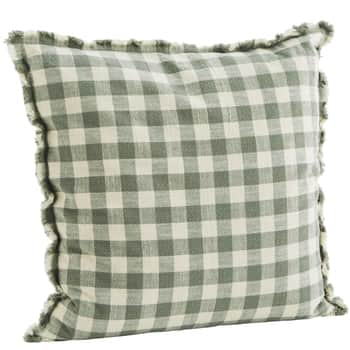 Bavlněný povlak na polštář Checked Ecru/ Green 50×50 cm