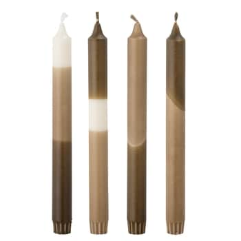 Vysoké svíčky Dip Dye Brown - set 4 ks