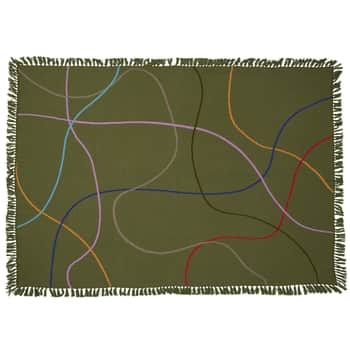 Bavlněný přehoz Outline Green/Multicolour 140x200cm