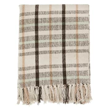 Přehoz recyklované bavlny Checked Fringes 125×175cm