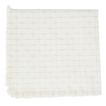 Bavlněný ubrus Checked White/Gold 150x150cm
