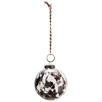Vánoční baňka z brokového skla Brown/White/Clear 7 cm