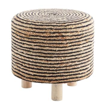 Ručně pletený taburet Jute/Eucalyptus Wood