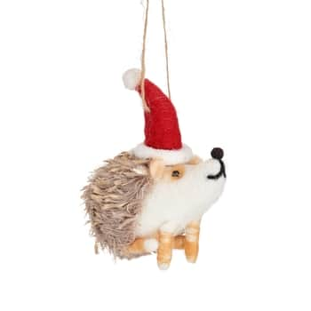 Plstěná vánoční ozdoba Hedgehog in Santa Hat