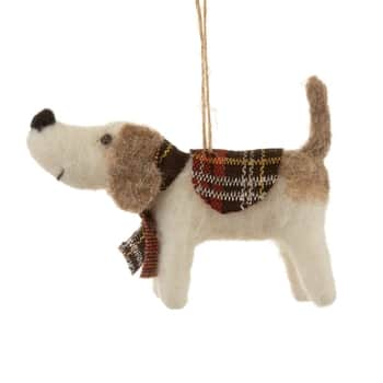 Plstěná vánoční ozdoba Tartan Dog