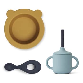 Silikonový jídelní set Kali Sea Blue - set 3 ks