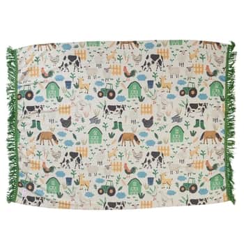 Dětská deka Chenille Blue Farm Animals 150x125 cm