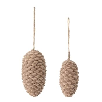 Vianočná ozdoba Milie Brown Polyresin - set 2 ks