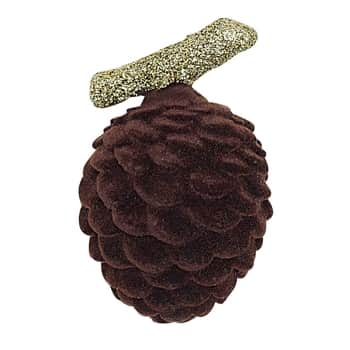 Vánoční ozdoba Cone Velvet Brown Polyresin 6,7 cm