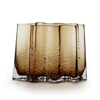 Skleněná váza Gry Wide Cognac 19 cm