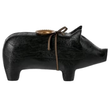 Svícen Wooden Pig Black - Medium