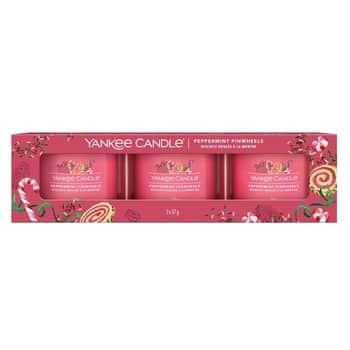 Votivní svíčka ve skle Yankee Candle 3 ks - Peppermint Pinwheels