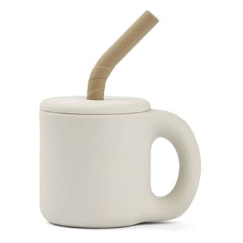 Silikonový hrneček s brčkem Jenna Sandy Oat 145 ml