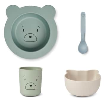 Detská jedálenská sada Joana Mr Bear Dusty Mint Mix