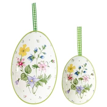 Plechová velikonoční vajíčka Karolina White - set 2 ks