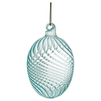 Sklenené dekoratívne vajíčko Swirl Thin Pale Blue