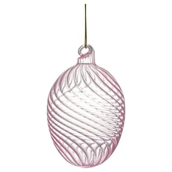 Sklenené dekoratívne vajíčko Swirl Thin Pale Pink