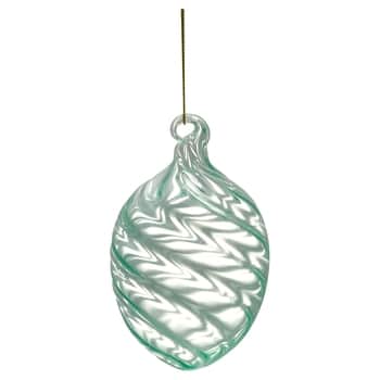Sklenené dekoratívne vajíčko Swirl Wide Pale Green