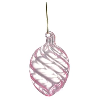 Sklenené dekoratívne vajíčko Swirl Wide Pale Pink