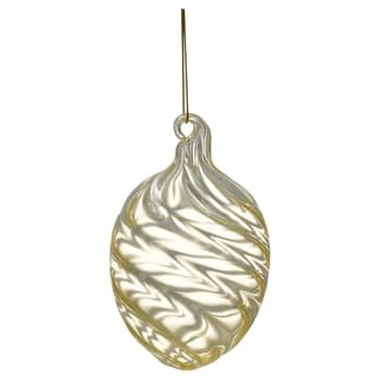Skleněné dekorativní vajíčko Swirl Wide Pale Yellow