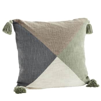 Bavlněný povlak na polštář Taupe/Sage/Blue 60x60cm