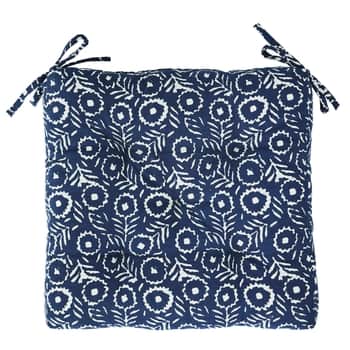 Bavlněný podsedák na židli Printed Blue White 45x45 cm