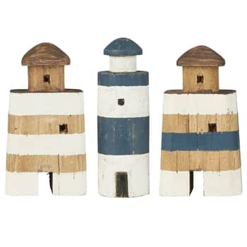 Dřevěná dekorace Lighthouse Nautico Natural/Blue/White