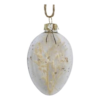 Skleněné velikonoční vajíčko Flowers Clear/Cream 7 cm