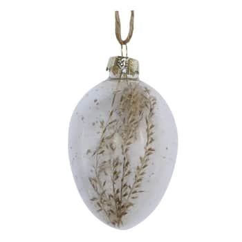 Sklenené veľkonočné vajíčko Flowers Clear/Natural 7 cm