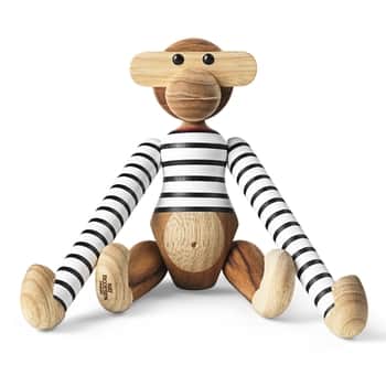 Dřevěná opička Monkey x Nørgaard paa Strøget White/Black 18,5 cm