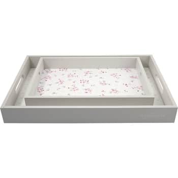 Dřevěný podnos Layla Heart White - set 2 ks