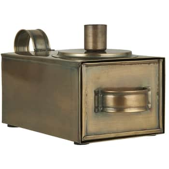 Kovový svícen s úložným boxem Brass