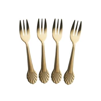 Nerezová vidlička Seashell Gold - set 4 ks
