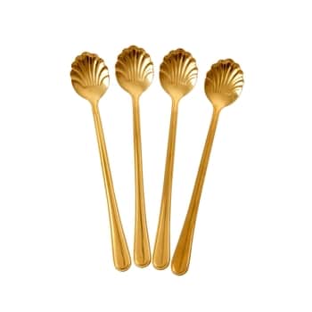 Nerezová Latte lžička Seashell Gold - set 4 ks