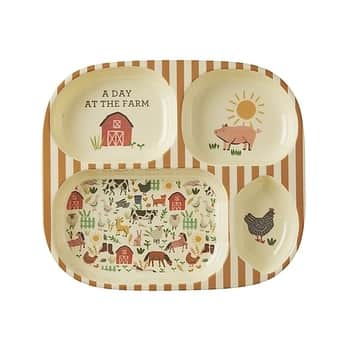 Melaminový talíř se 4 přihrádkami Farm Print 24,3 cm