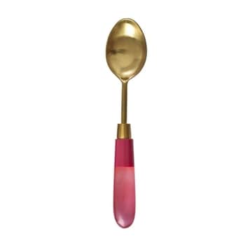 Nerezová lyžica Brass/Resin Pink