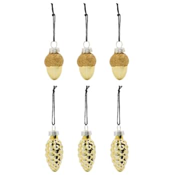 Skleněná vánoční ozdoba Glint Gold - set 6 ks