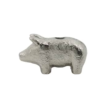 Kovový svícen Pig Antique Silver