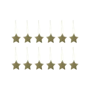 Vánoční jmenovky na dárky Star Glitter - set 12 ks