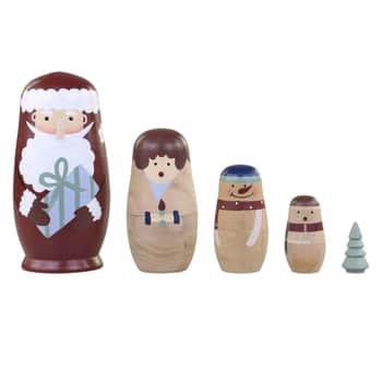 Dřevěná matrjoška Santa Family
