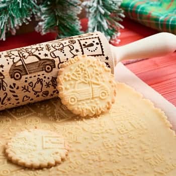 Embosovaný váleček na těsto Holly Jolly - malý