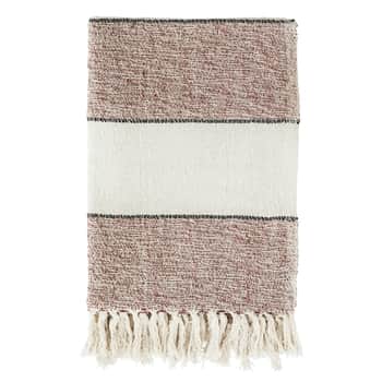 Přehoz z recyklované bavlny Ruby wine/Off White 125 x 175 cm