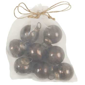 Vánoční baňka Pebbled Rustic Brown - set 8 ks