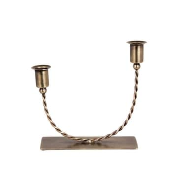 Kovový svícen Estelle Squared Foot Antique Brass