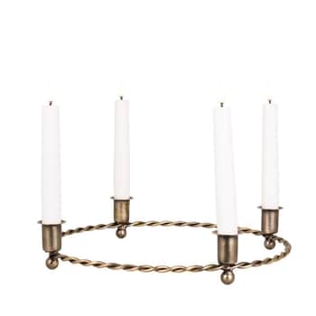 Kovový adventní svícen Estelle Round Antique Brass