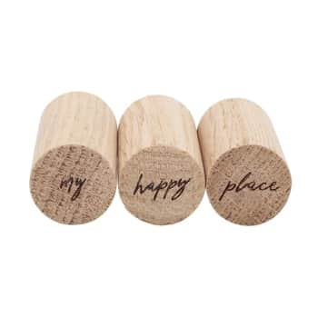 Dřevěné háčky Oak Wood My Happy Place - set 3 ks