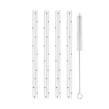 Skleněná brčka Dots Black – set 4 ks