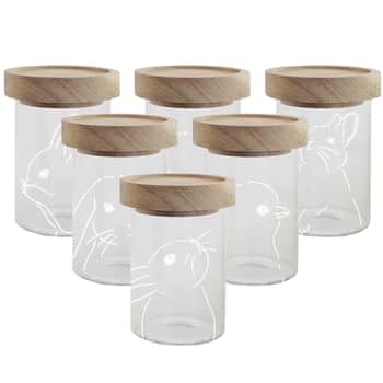 Skleněná dóza s víkem Mini Glass/Oak Easter – set 6 ks