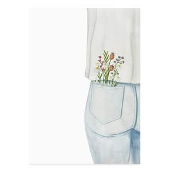 Přání Flower Jeans Watercolor